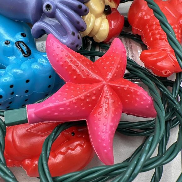 Vtg 10 String Lights Patio Camper RV Beach Ocean Nautical Octopus Crab Squid - Picture 4 of 7